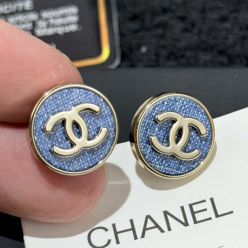 ❗️新品❗️☀️新款☑️ 香奈儿双C 26C 牛仔💙丹宁圆形耳钉耳环 ☀️