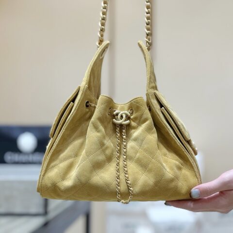 Chanel 25k 25bag麂皮👜木薯黄麂皮 AS5293