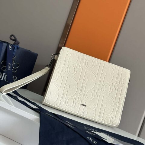 DIOR 迪奥顶级 A5 手拿包白色 Oblique 印花  编号:2ESCA483YKY_H03E