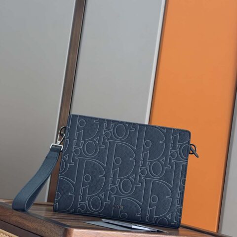 DIOR 迪奥顶级 A5 手拿包蓝色 Oblique 印花  编号:2ESCA483YKY_H03E