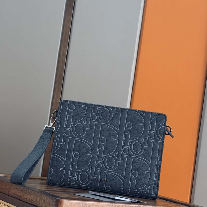 DIOR 迪奥顶级 A5 手拿包蓝色 Oblique 印花 编号:2ESCA483YKY_H03E